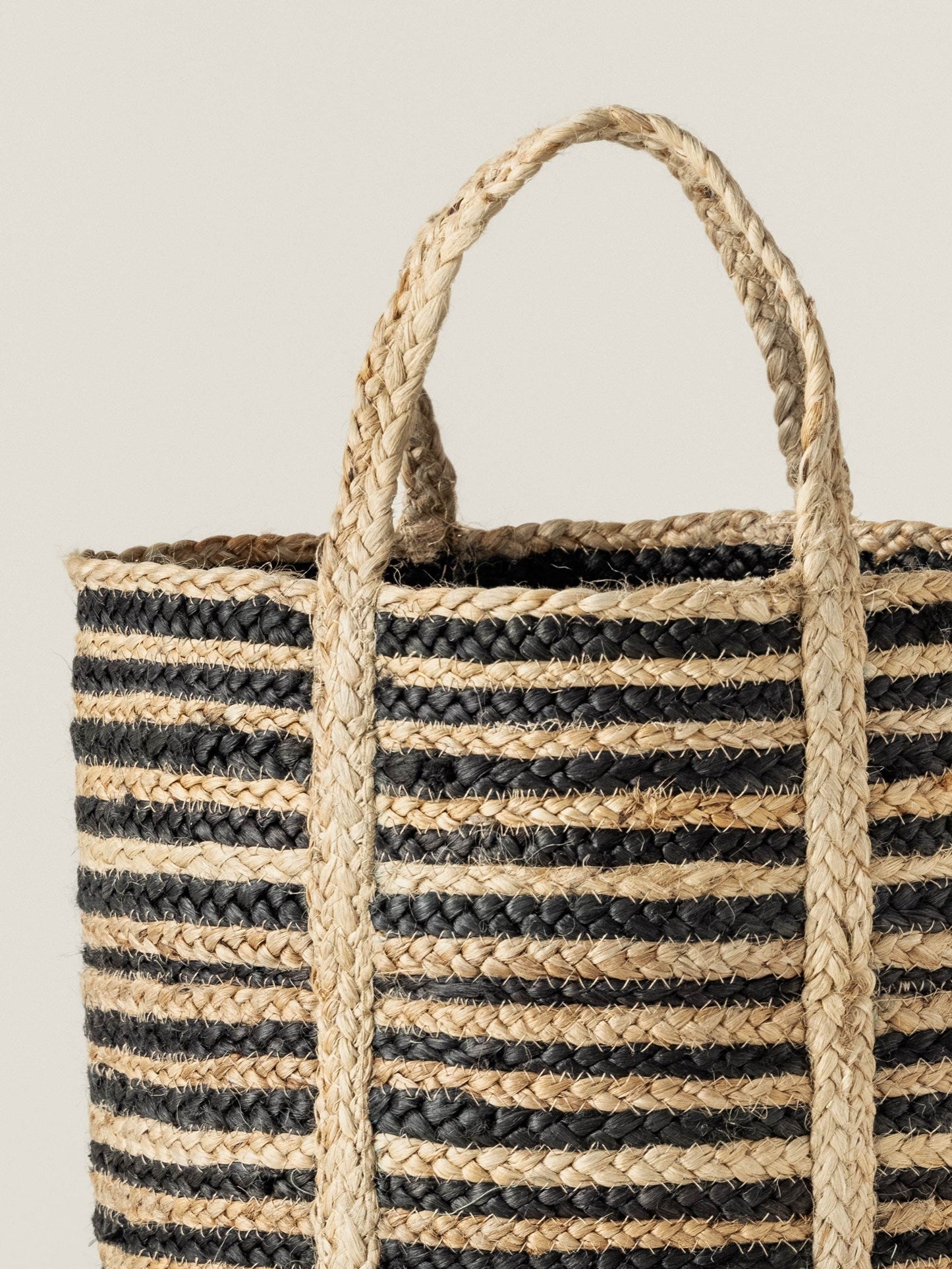 Striped Basket With Handles