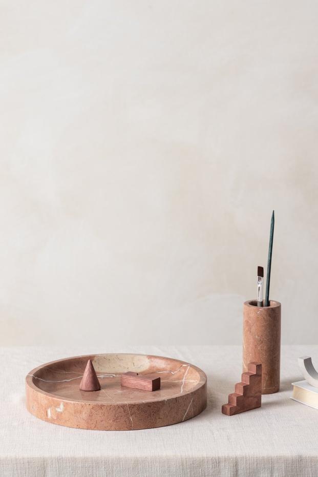 Marmor runder Teller - Rot Alicante