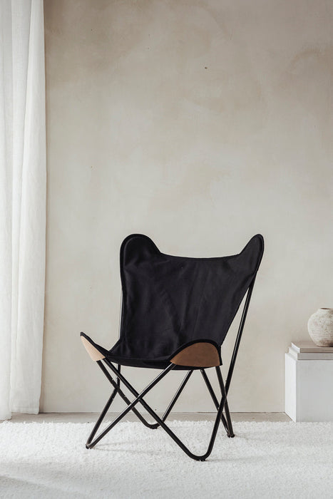 Black Canvas w/ Leather Corners Chair