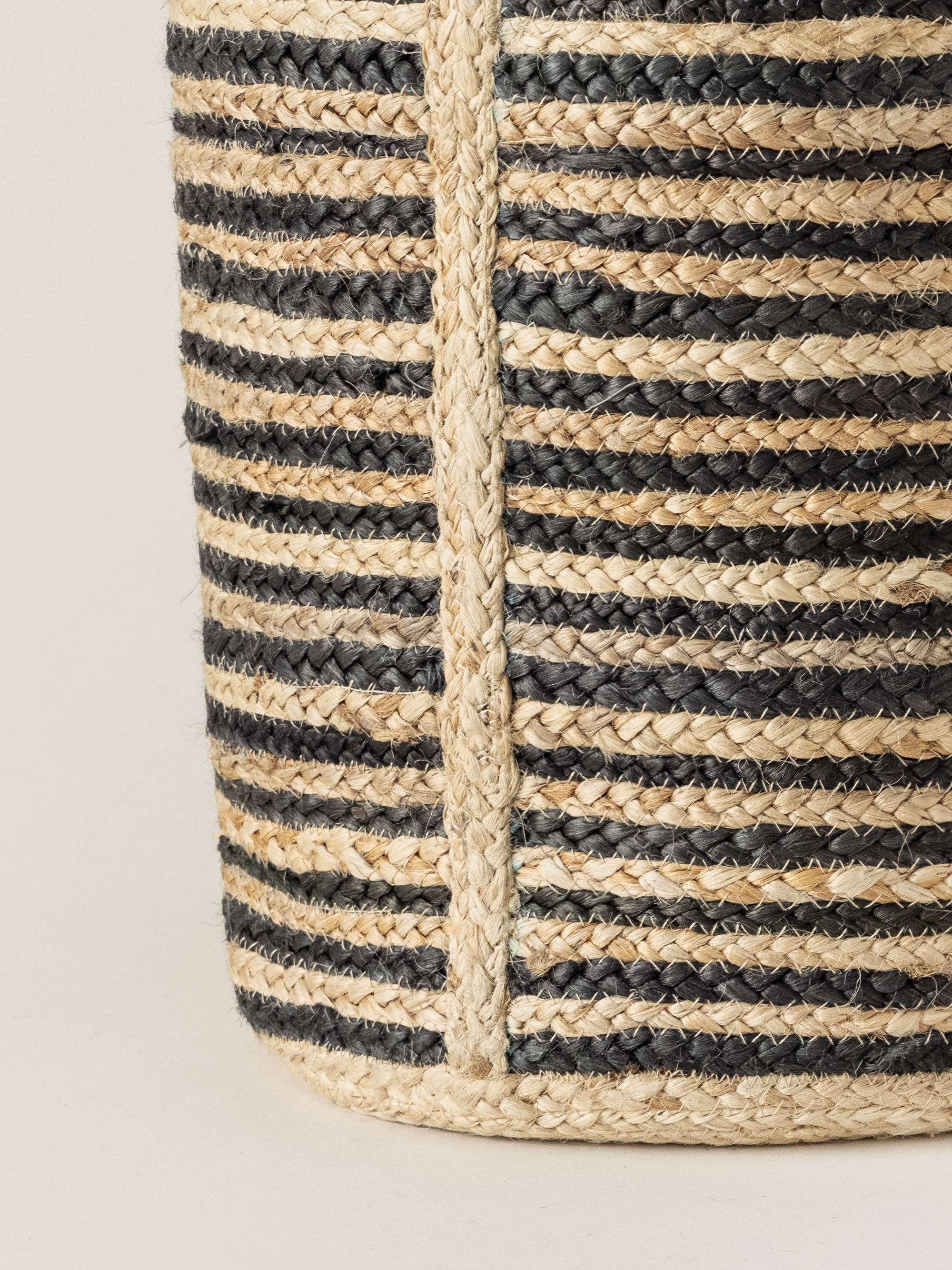 Striped Basket With Handles