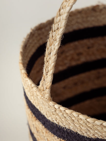 Striped Basket With Handles