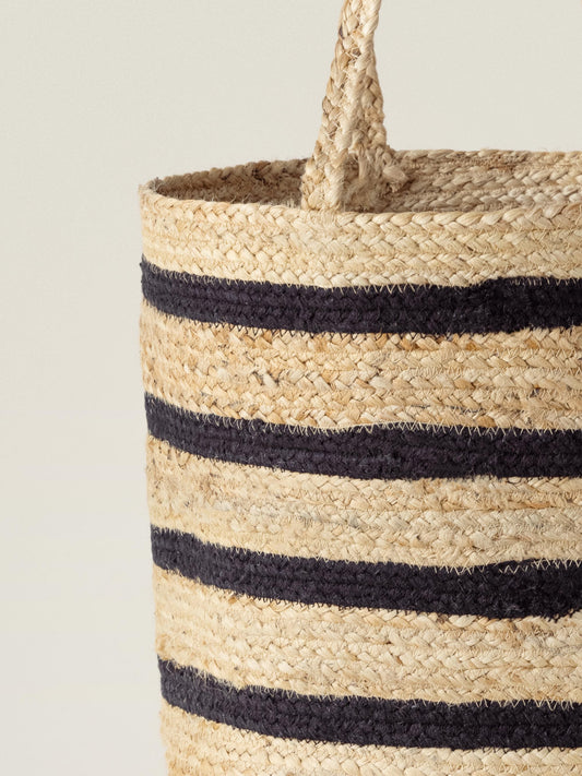 Striped Basket With Handles