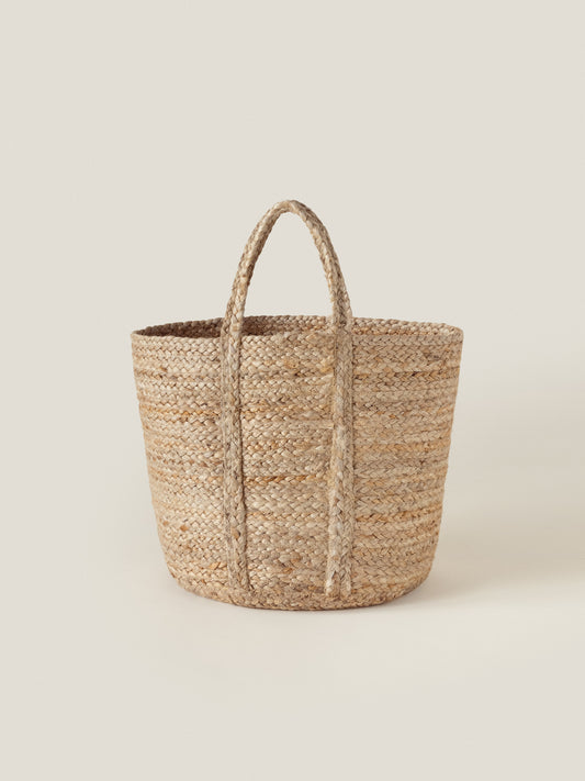 带把手的黄麻篮子