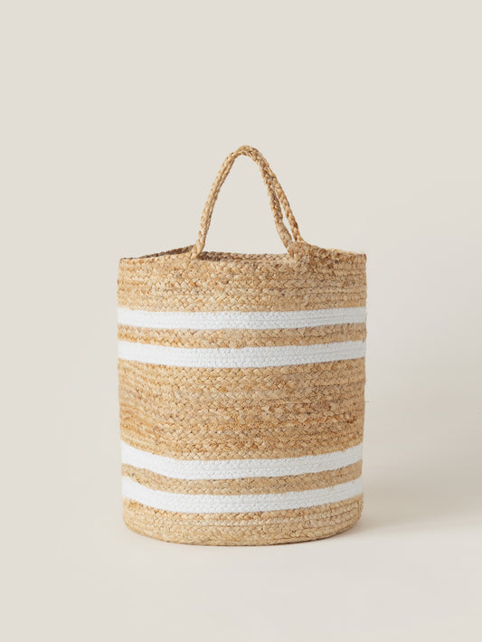 带把手的黄麻篮子