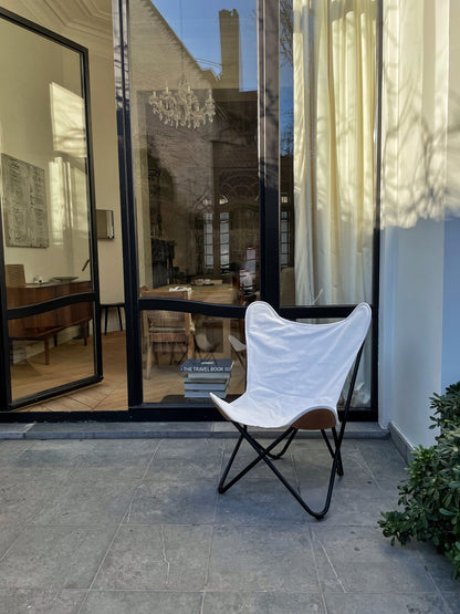 白色帆布配皮革转角椅