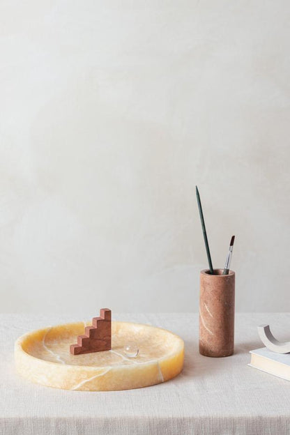 Runder Marmorteller - Honig-Onyx