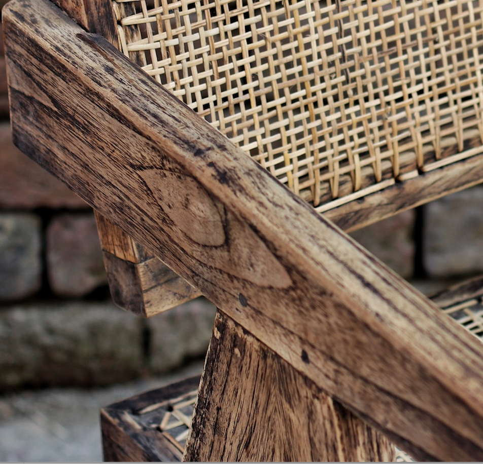 Taburete de madera de caña