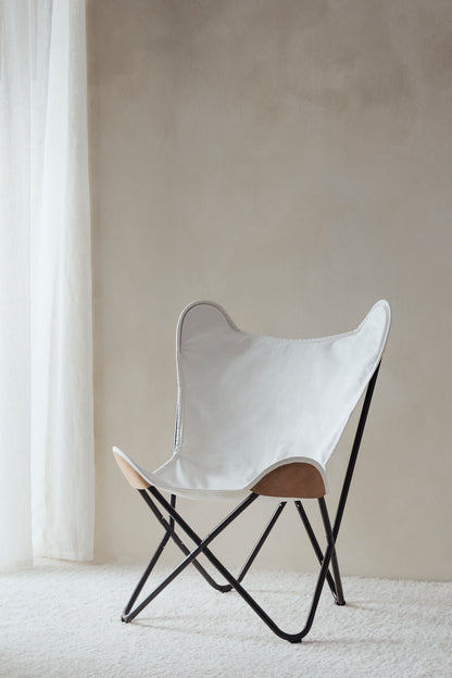 白色帆布配皮革转角椅