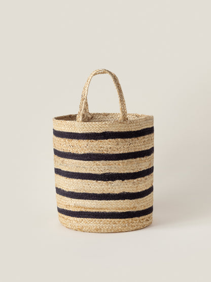 Striped Basket With Handles