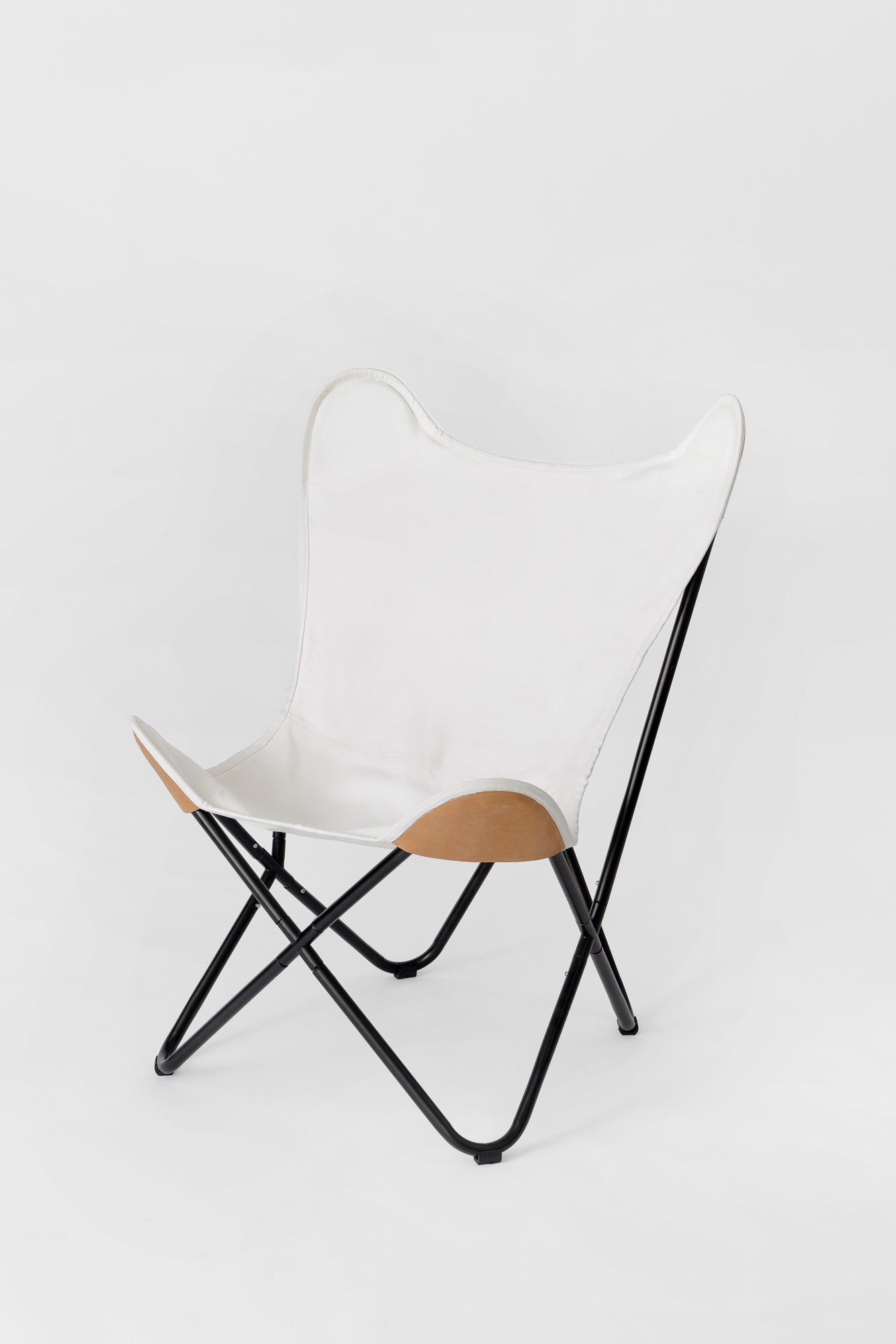 White Canvas w/ Leather Corners Chair
