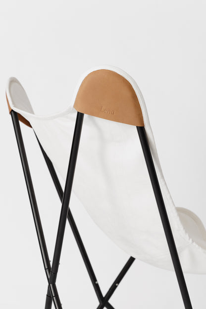 白色帆布配皮革转角椅