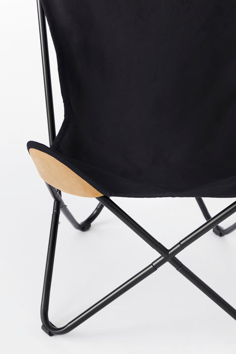 Black Canvas w/ Leather Corners Chair